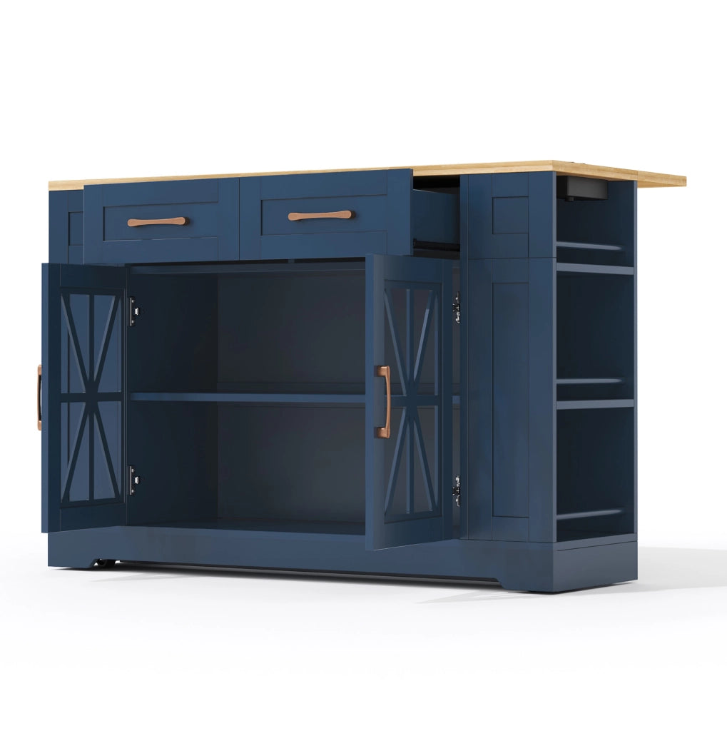 Cucina mobile con piano ribaltabile 120x40/65x92 cm in MDF; blu e neutro