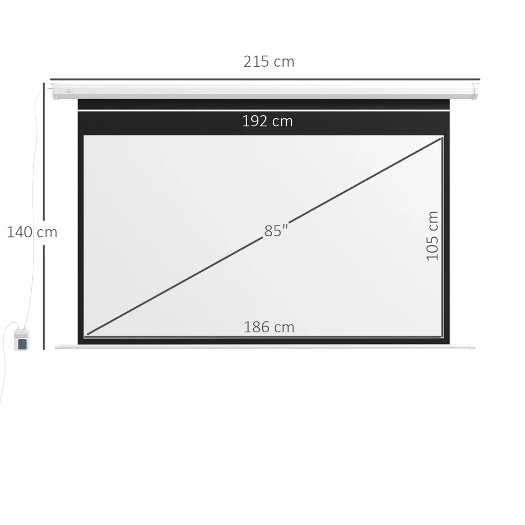 Telo Proiettore 84” 16:9 Motorizzato 215x8x140 cm con Telecomando Bianco