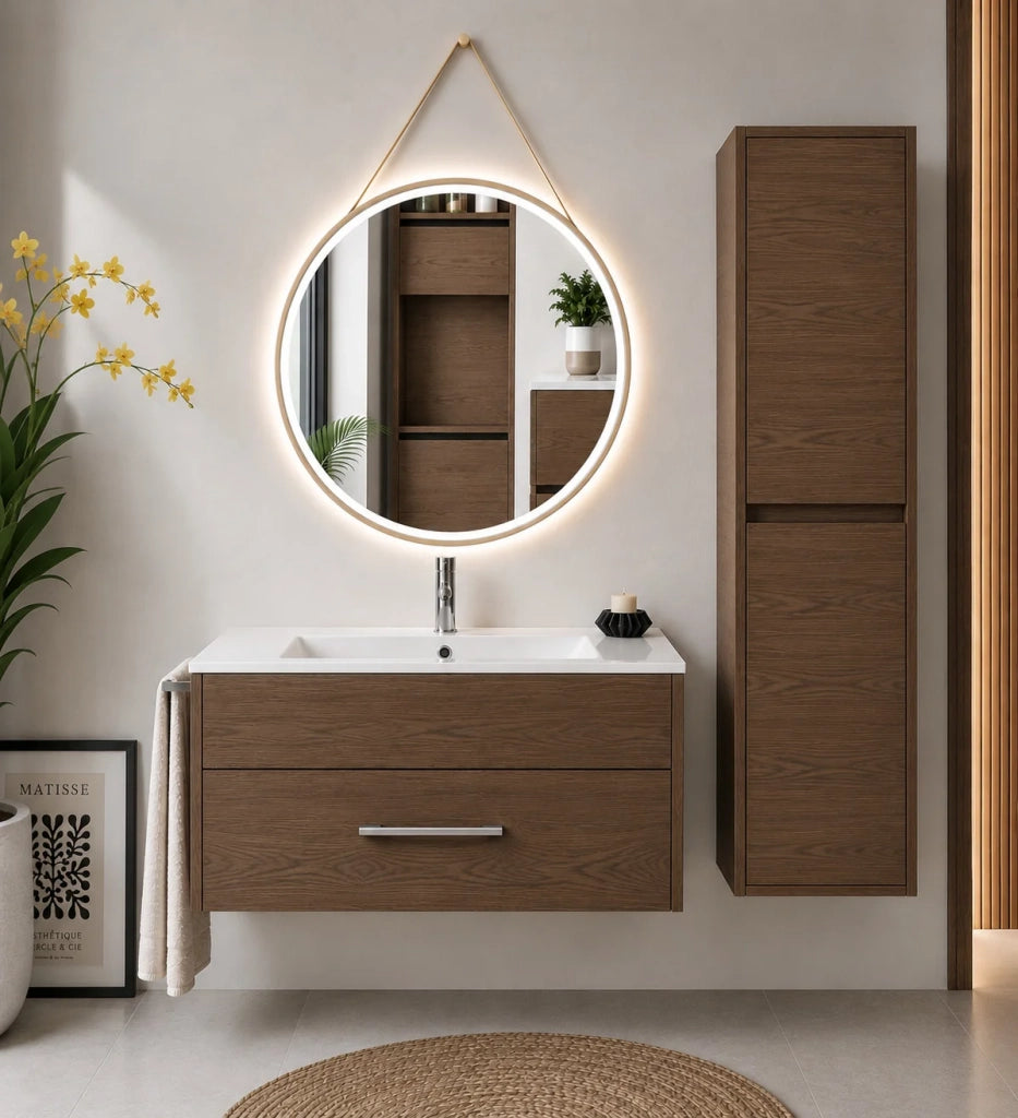 Mobile bagno con lavabo ORIGENBATH FLORENCIA senza specchio 60x45 cm frassino tea con colonna