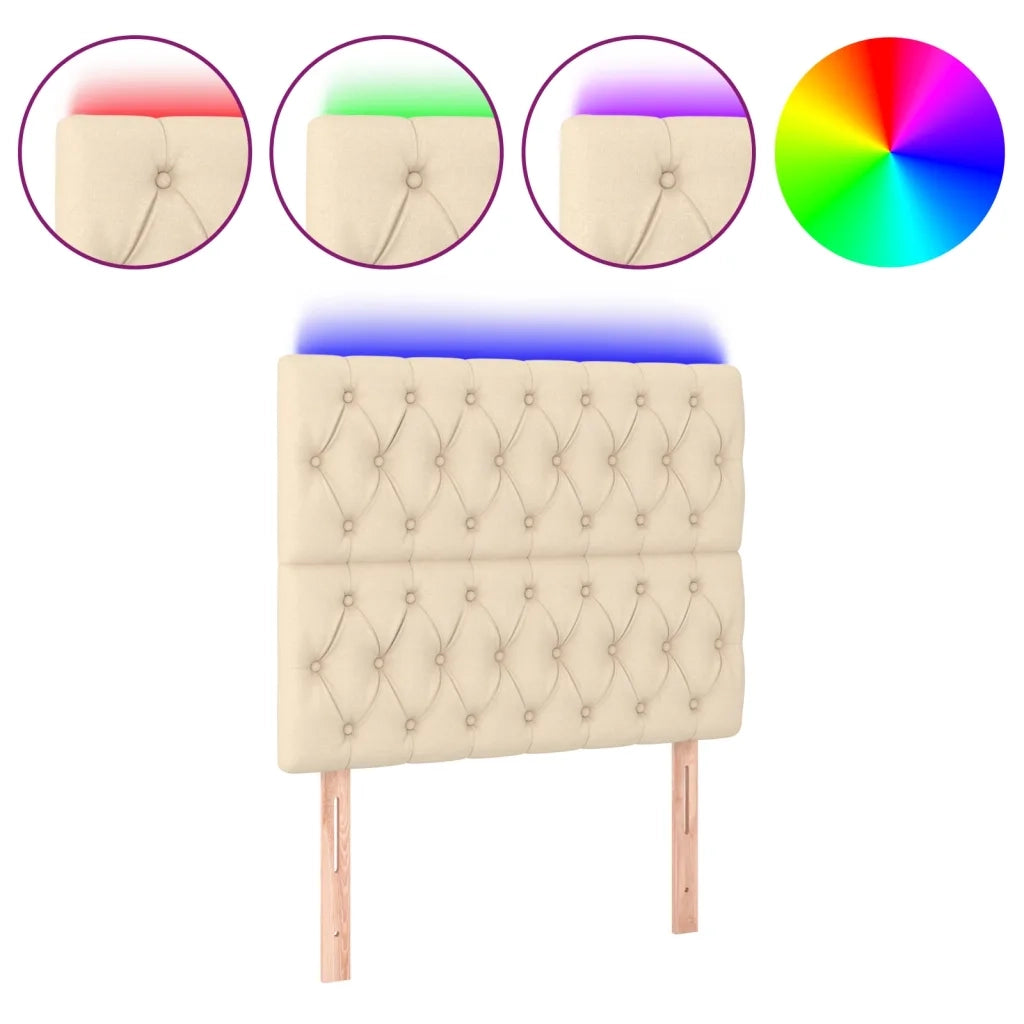 Testiera a LED-Testata con LED Crema 100x7x118/128 cm in Tessuto