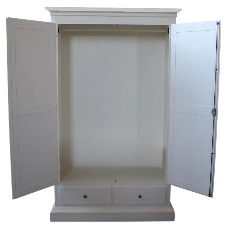 Armadio 2 porte legno shabby avorio pennellato e decori 125x61x200 - Mobili 2G
