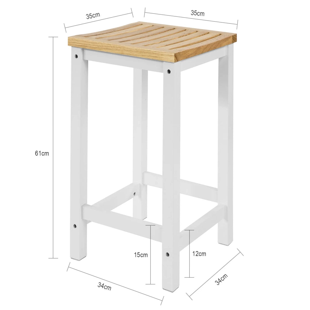Set 2 SgabellI per Cucina Moderno SgabellI Legno massello Bianco Altezza 61 cm, Max Portata 100 kg Bianco FST29-WNX2