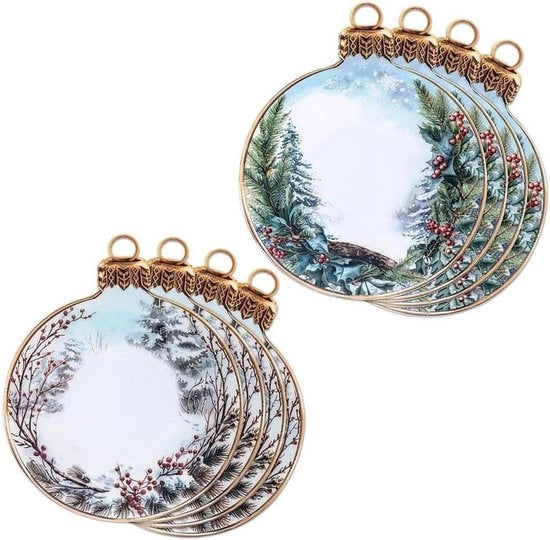 Fogliere di vento 8 pezzi, stampati su entrambi i lati, con 2 motivi natalizi per decorare o come decorazione da finestra (palloni natalizi 19 cm x 23 cm)