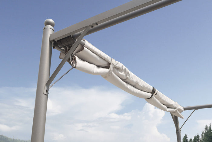 Pergola da Giardino 3x3m in Acciaio e Poliestere Grigio Chiaro