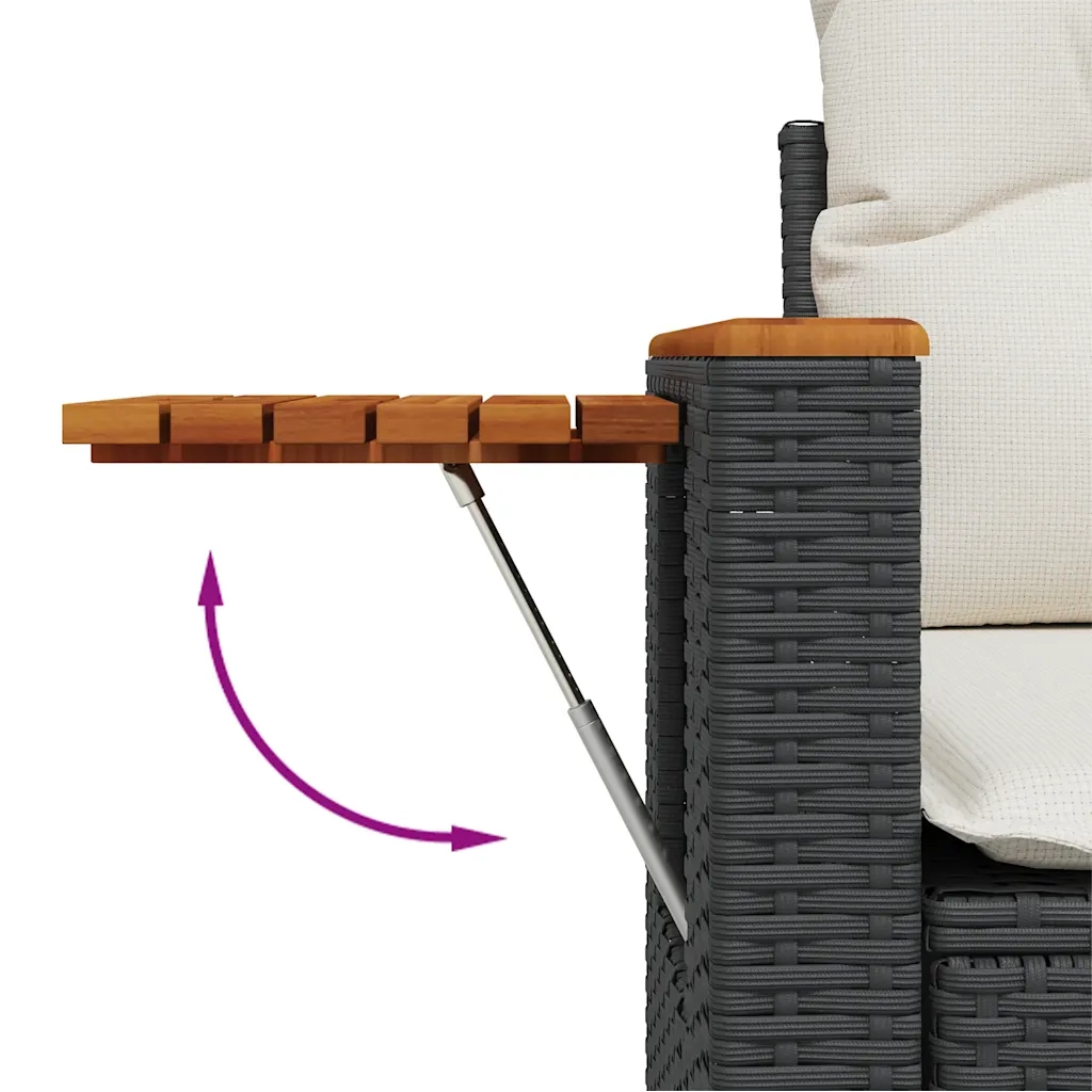 Set Divani da Giardino 4 pz con Cuscini Nero in Polyrattan 3325948