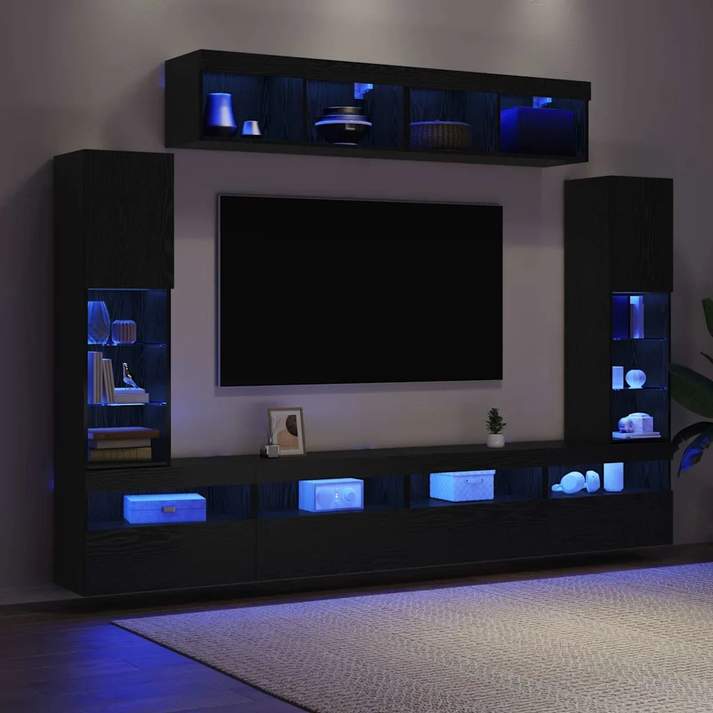 Set mobile TV 6 pcs Rovere nero Legno multistrato 3334382