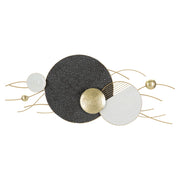 Pannello da parete Boly in ferro con dischi astratti oro, nero e bianco