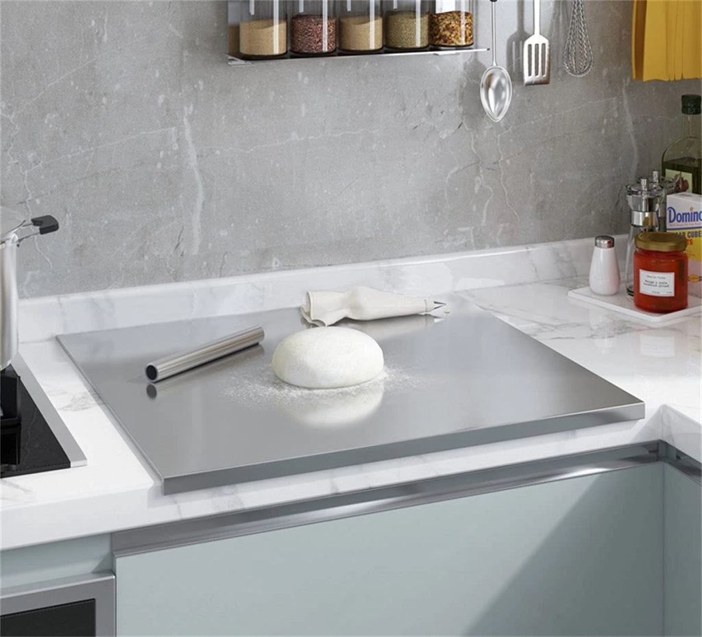 ZOIMANIA - Tagliere Spianatoia con Tarocco e Mattarello - Inox - Profondità 60 Dimensione Tagliere: L 110 x P 60 x 3