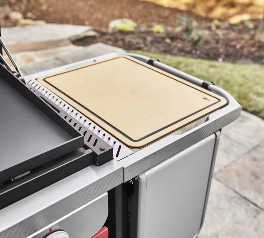 Weber 3400127 tagliere works compatibile con piastre premium weber slate da 76 cm, griddle side table cutting board