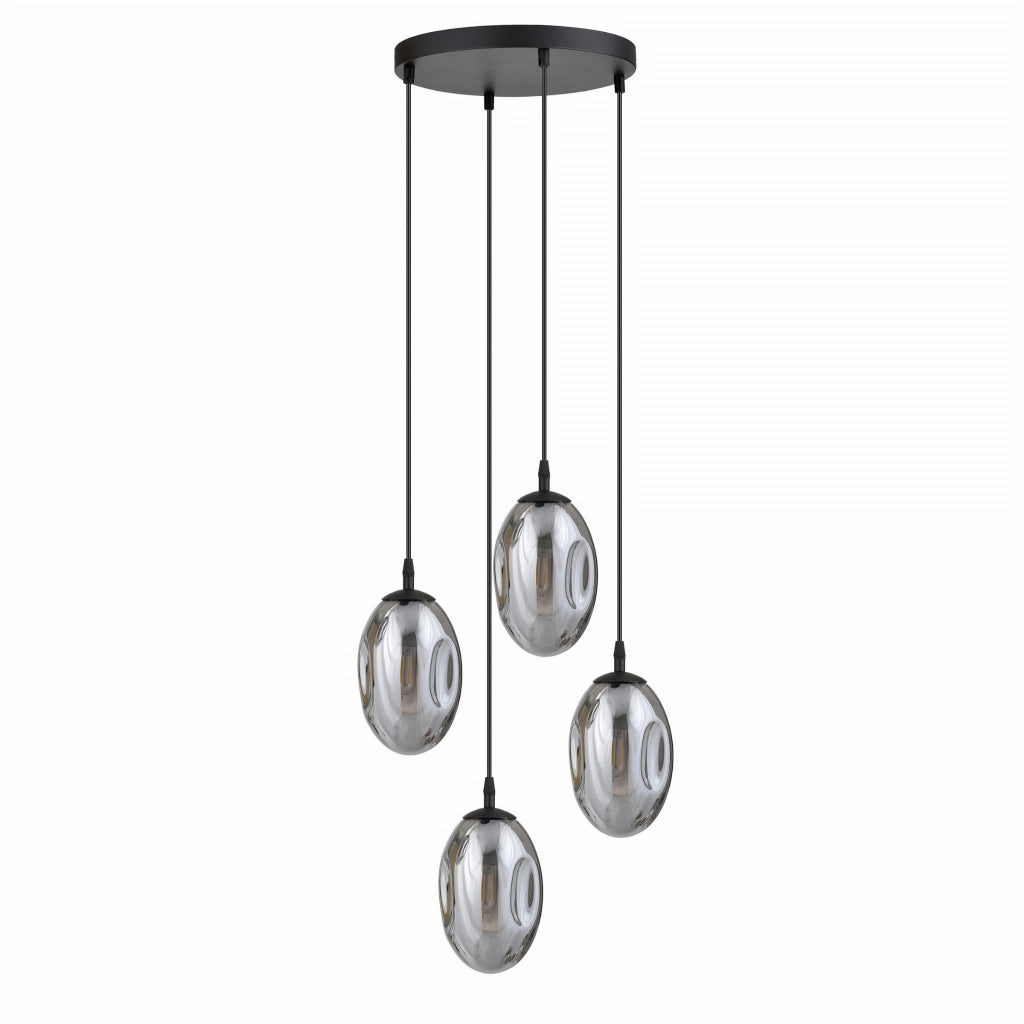 Lampadario Emibig Astral 4xE14, vetro grafite nero cromato