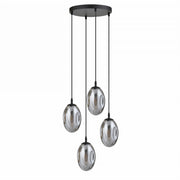 Lampadario Emibig Astral 4xE14, vetro grafite nero cromato