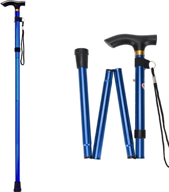 Stecchi da trekking per donna altezza regolabile, pieghevoli, 4 sezioni, per campeggio e arrampicata, colore blu
