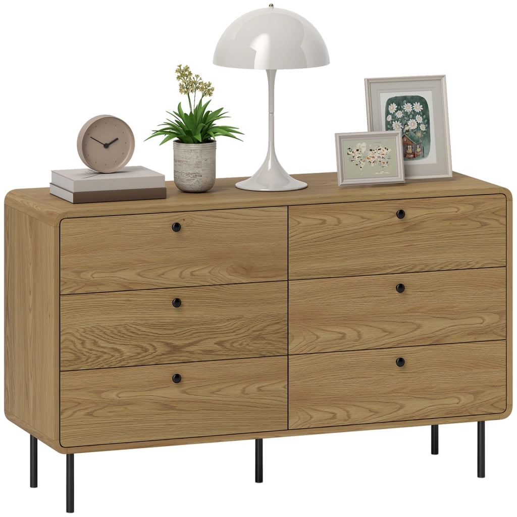 Cassettiera 6 cassetti mobile contenitore stile moderno ¨C Minimal ¨C 120x40x75 effetto legno quercia