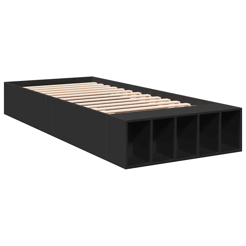 Giroletto-Struttura Letto Nero 100x200 cm in Legno Multistrato 827678