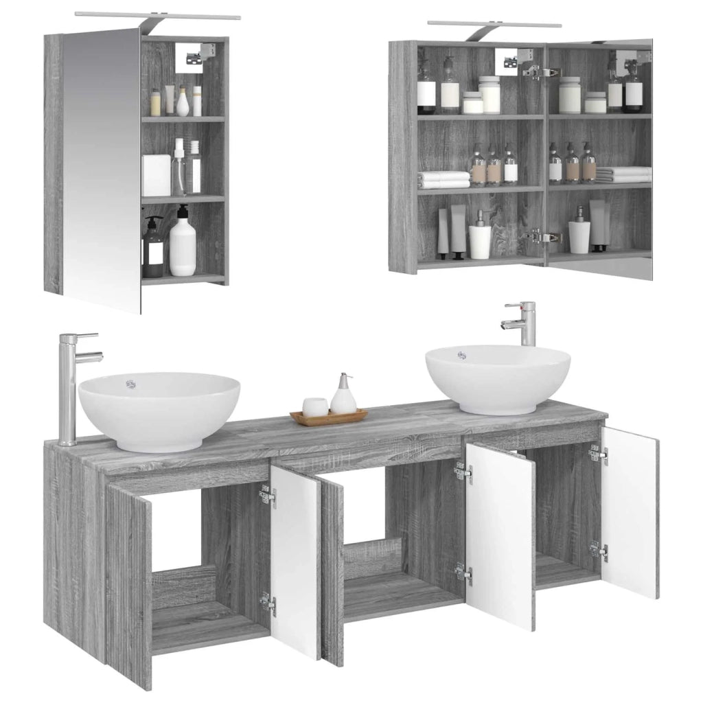 Set di Armadi da Bagno 5 pcs Sonoma grigio Legno ingegnerizzato 3406476