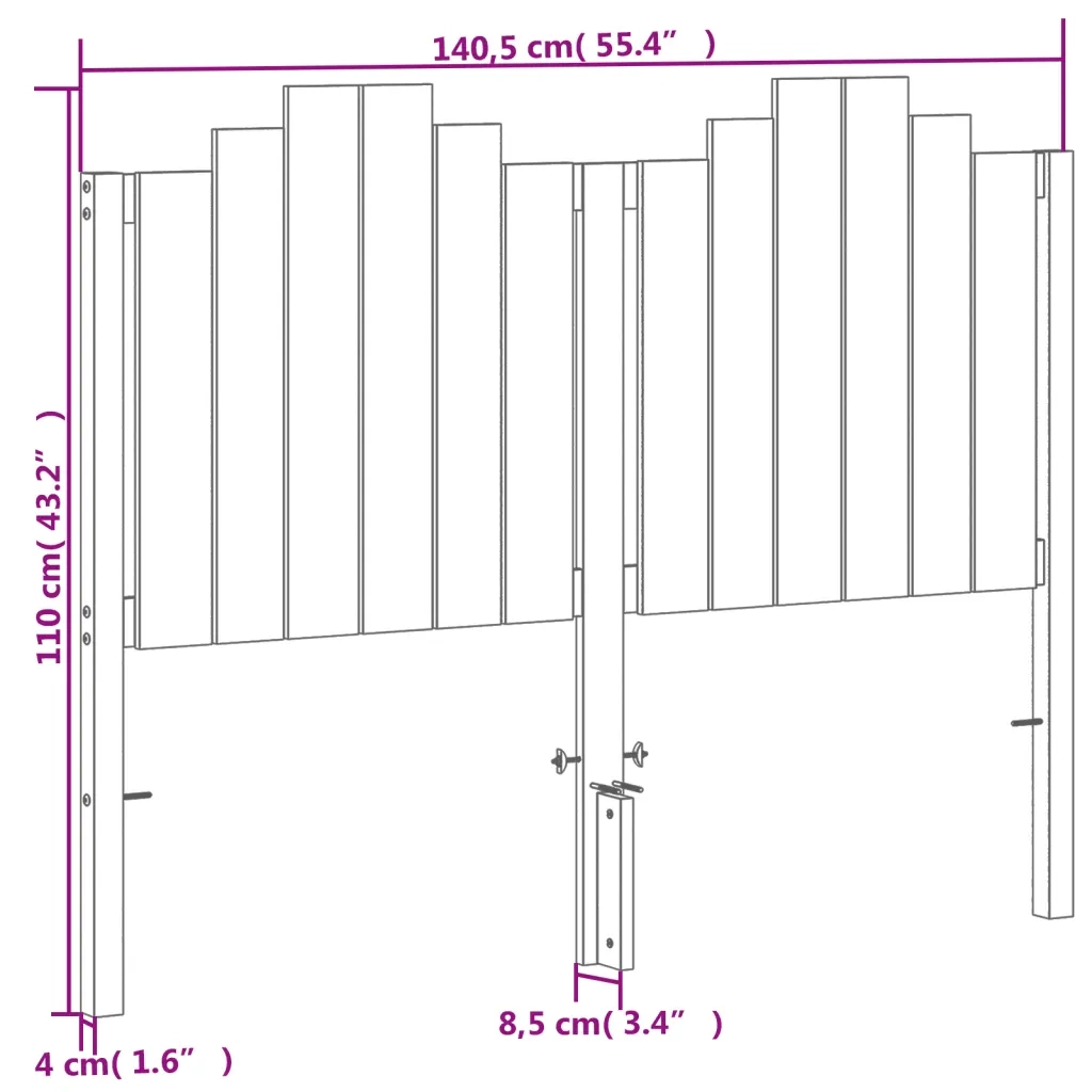 Testiera | Testata Marrone Cera 135 cm in Legno Massello di Pino