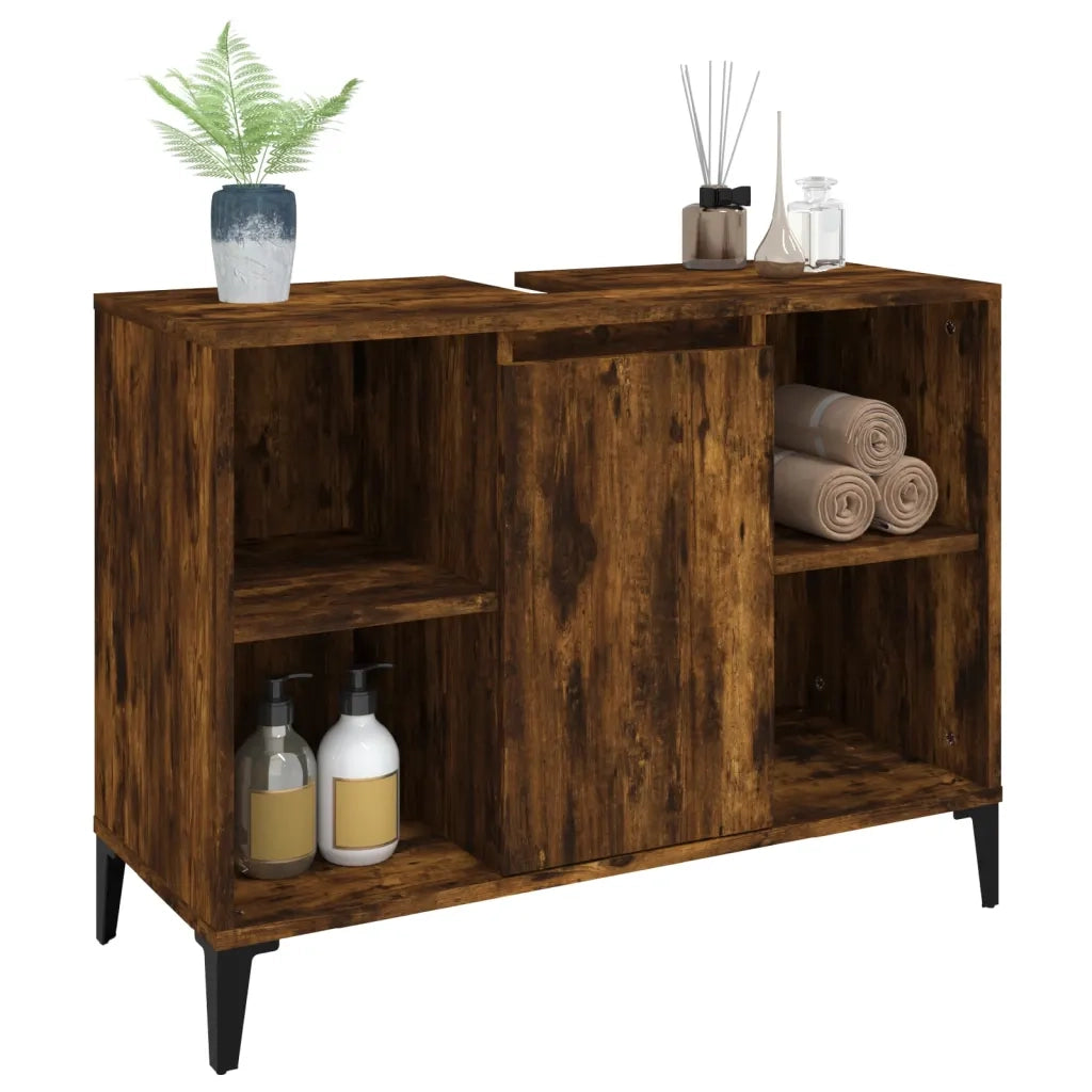 Mobile Lavabo Rovere Fumo 80x33x60 cm in Legno Multistrato 821297