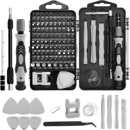 Set di utensili flessibili per precisione con 98 morsetti - Ideale per PC, laptop, tablet, orologi e altro - 115-in-1 set di strumenti.