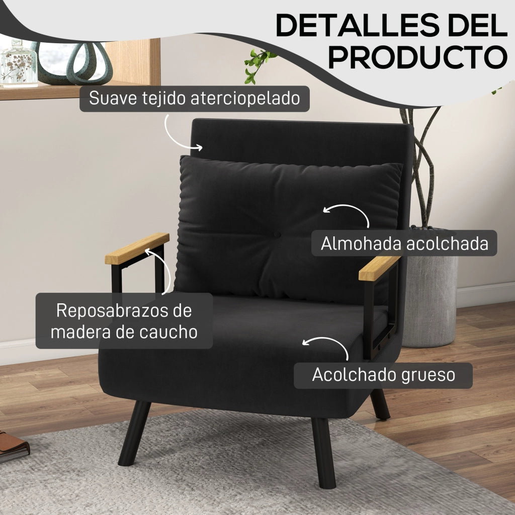 Letto imbottito singolo ¨C zephmum ¨C nero 63x73x81 cm