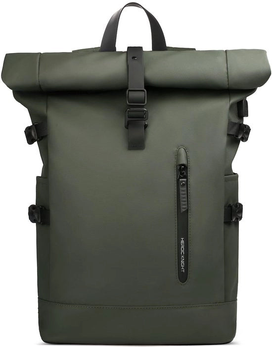 Borsa da Spalla Rolltop Grande 23 L Borsa da Laptop Wasserdotta per Laptop 15,6 Pollici con Porta USB Borsa da Scuola Leggera Borsa per Bicicletta Borsa Anti-Furto per Viaggiatori Borsa per Ufficio Università Tempo Libero Verde