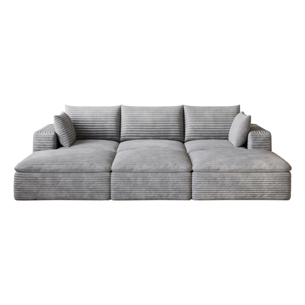 Divano Cloud 260cm in Velluto a Coste ¨C MINIMAL ¨C Grigio Scuro, Imbottito, Sfoderabile