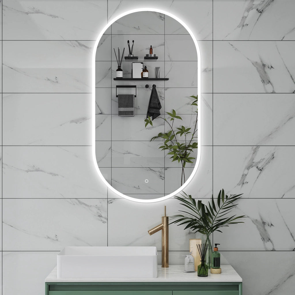 AICA Specchio da bagno 50 x 90 cm, dimmerabile，interruttore touch， Funzione Memoria, antiappannamento