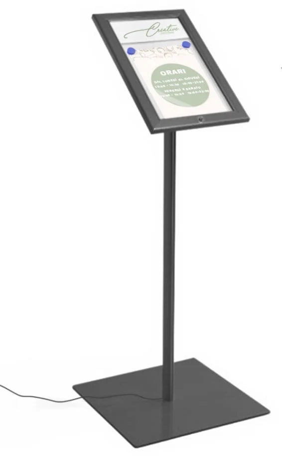 Leggio Menu per esterni Led Nero Ristoranti Alberghi Bed and Breakfast - 2 x A4 LED