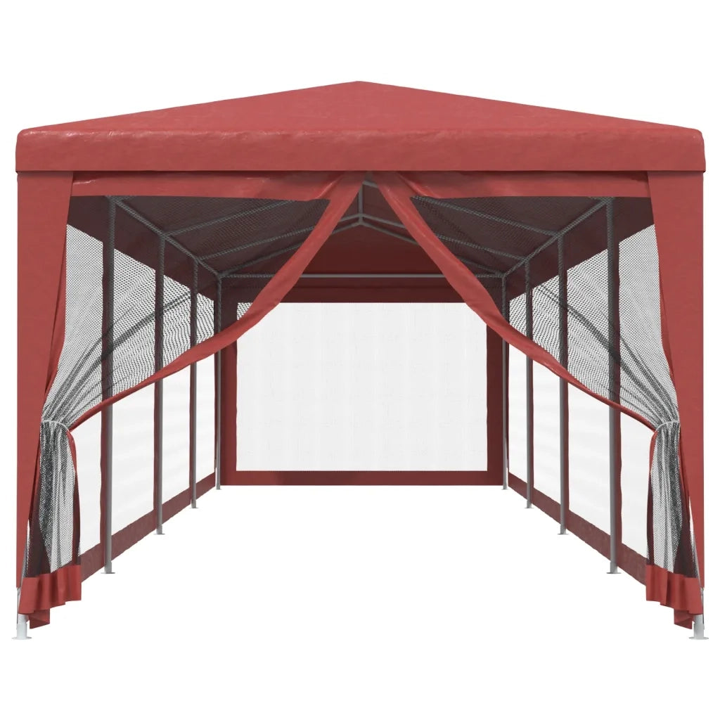 Tenda per Feste con 10 Pareti Laterali in Rete-Tenda da campeggio Rossa 3x12m HDPE