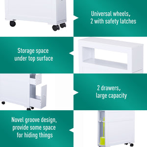 Mobiletto da Cucina in Legno con Ripiano e 2 Cassetti Posate Bianco 16x52x66 cm