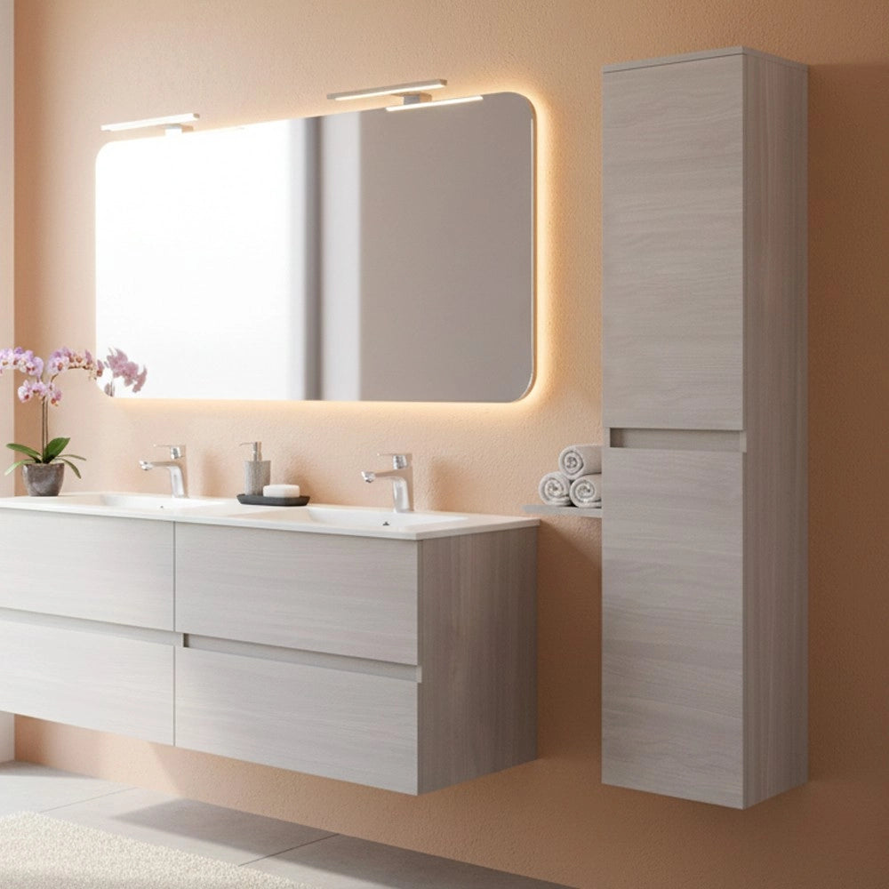 Colonna pensile bagno Trasimeno rovere grigio 31,4x31,5x136