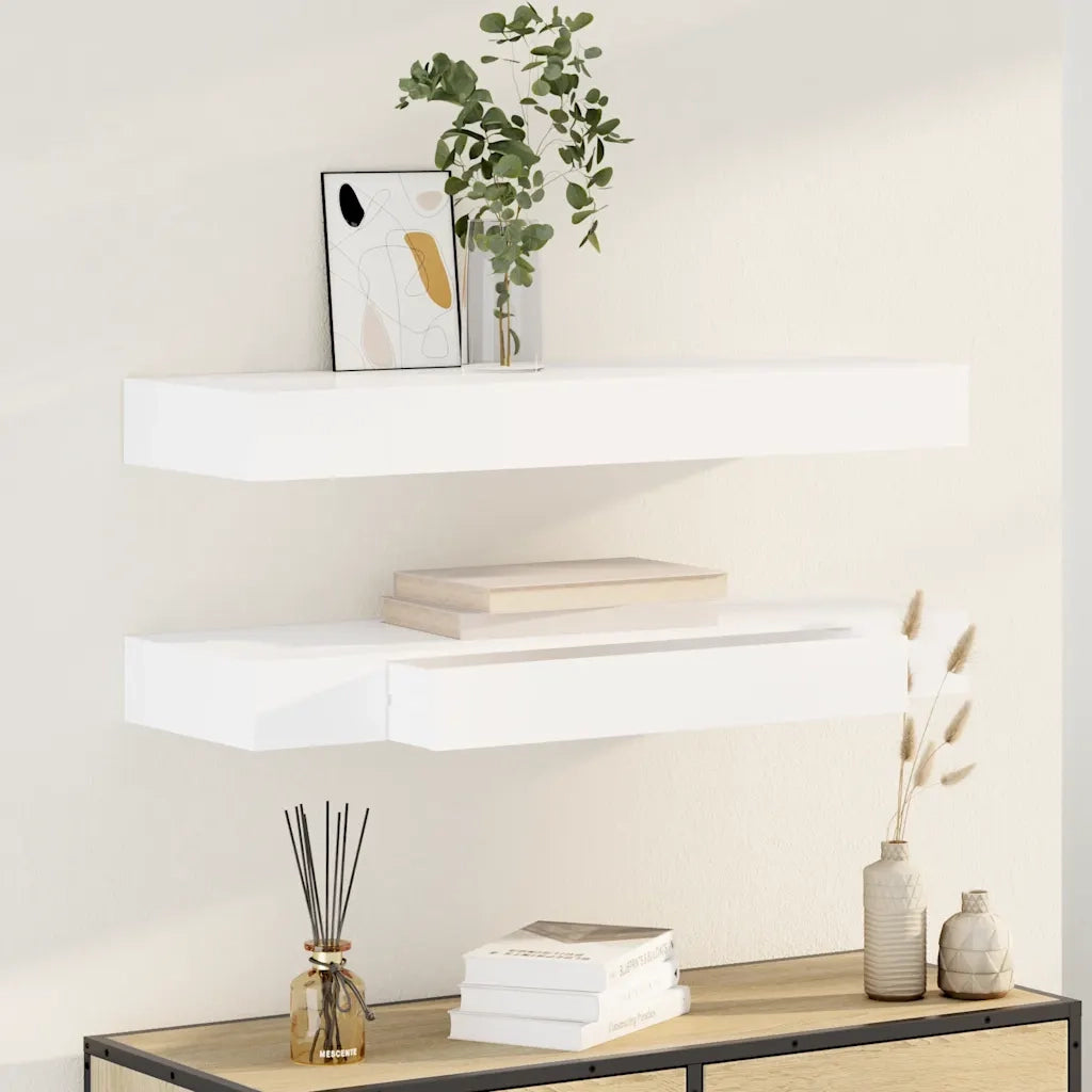 Mensole con Cassetti 2 pz Bianco 80 cm 276002