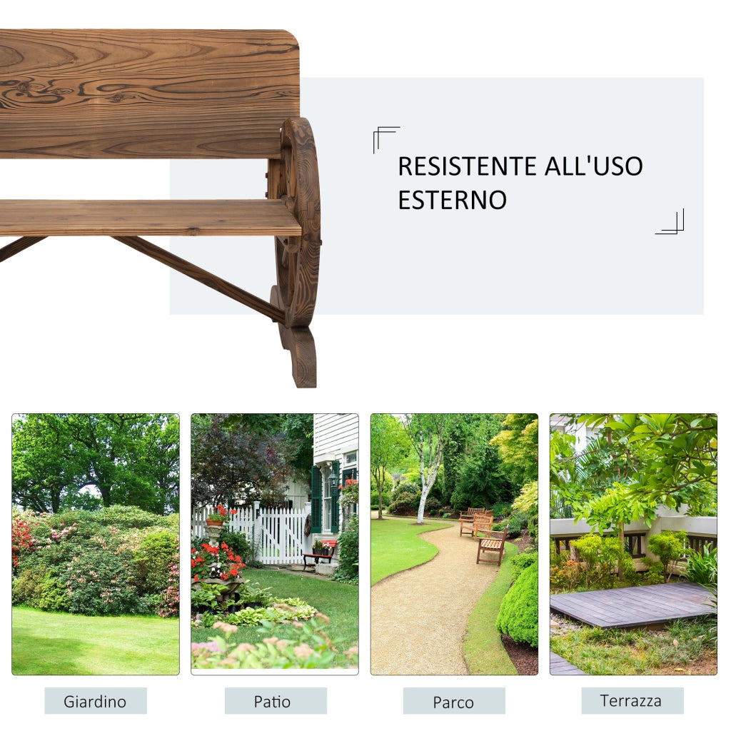 Panca da Giardino 2 Posti con Schienale Alto ¨C zephmum ¨C Legno di Abete Marrone 114x58x80 cm