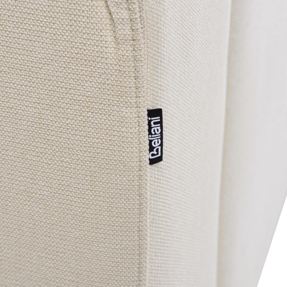 Divano moderno ad angolo con gambe in plastica in tessuto beige chiaro lato sinistro