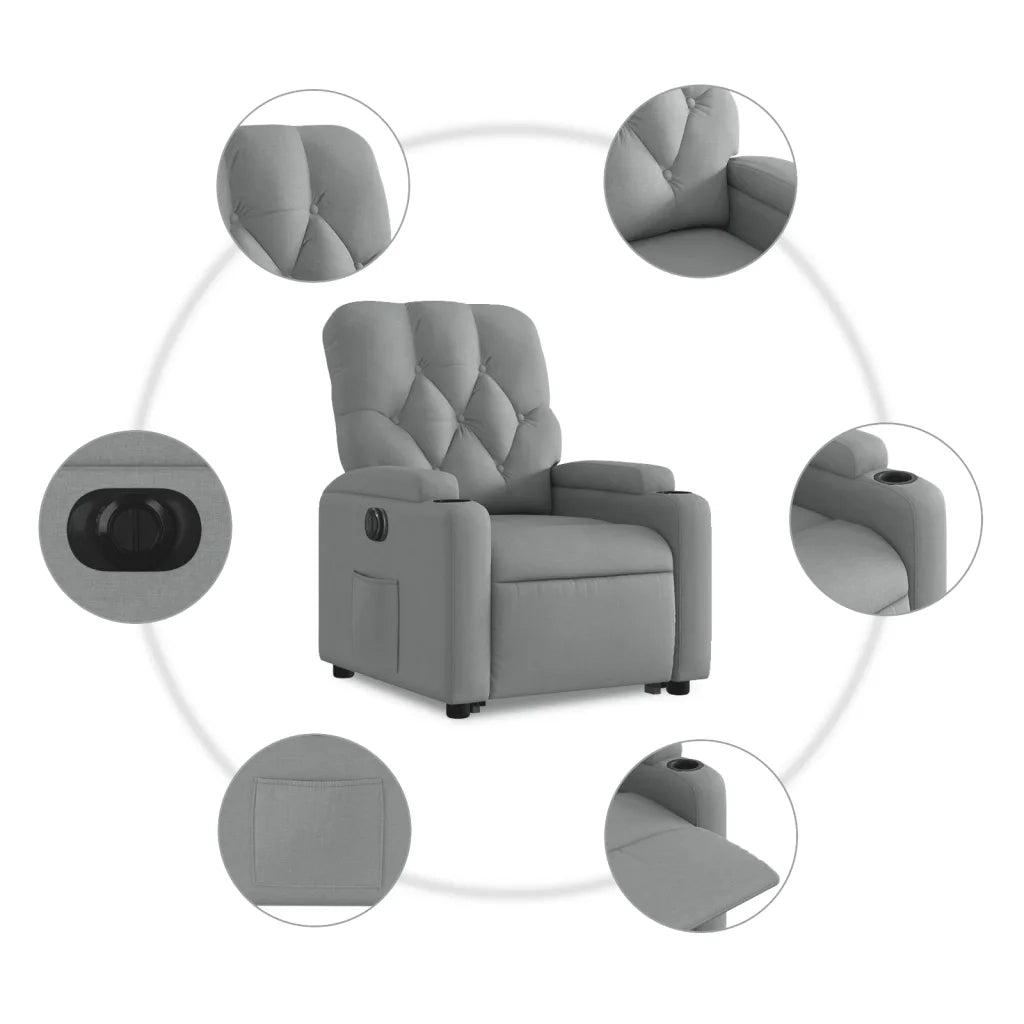 Poltrona Reclinante Alzapersona Elettrica Grigio Chiaro Tessuto 3204734