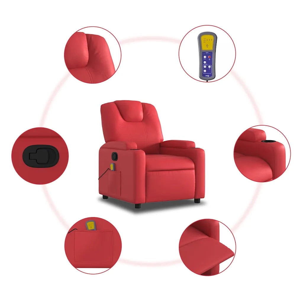 Poltrona Massaggiante | Sedia Relax Reclinabile Rossa in Similpelle