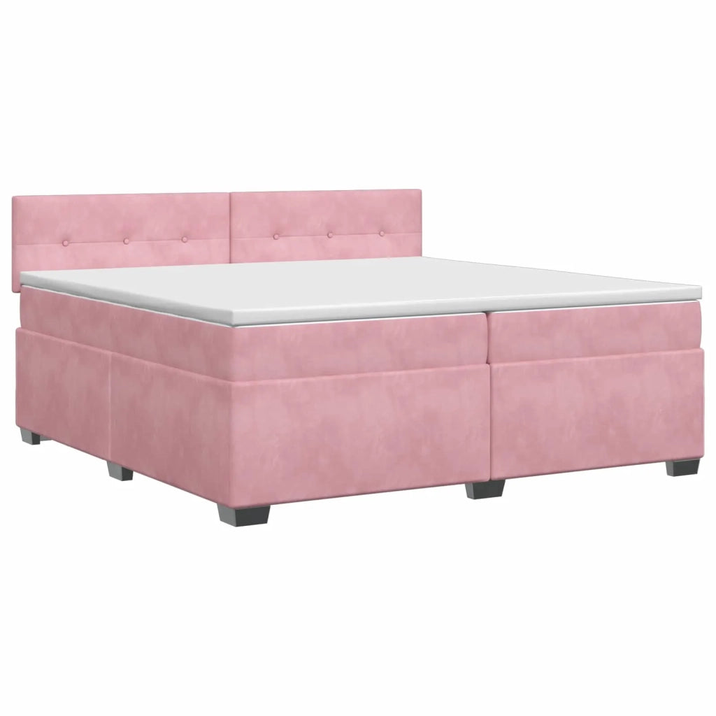 Letto box spring con materasso Rosa 200 x 200 cm Velluto 3450787