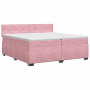Letto box spring con materasso Rosa 200 x 200 cm Velluto 3450787