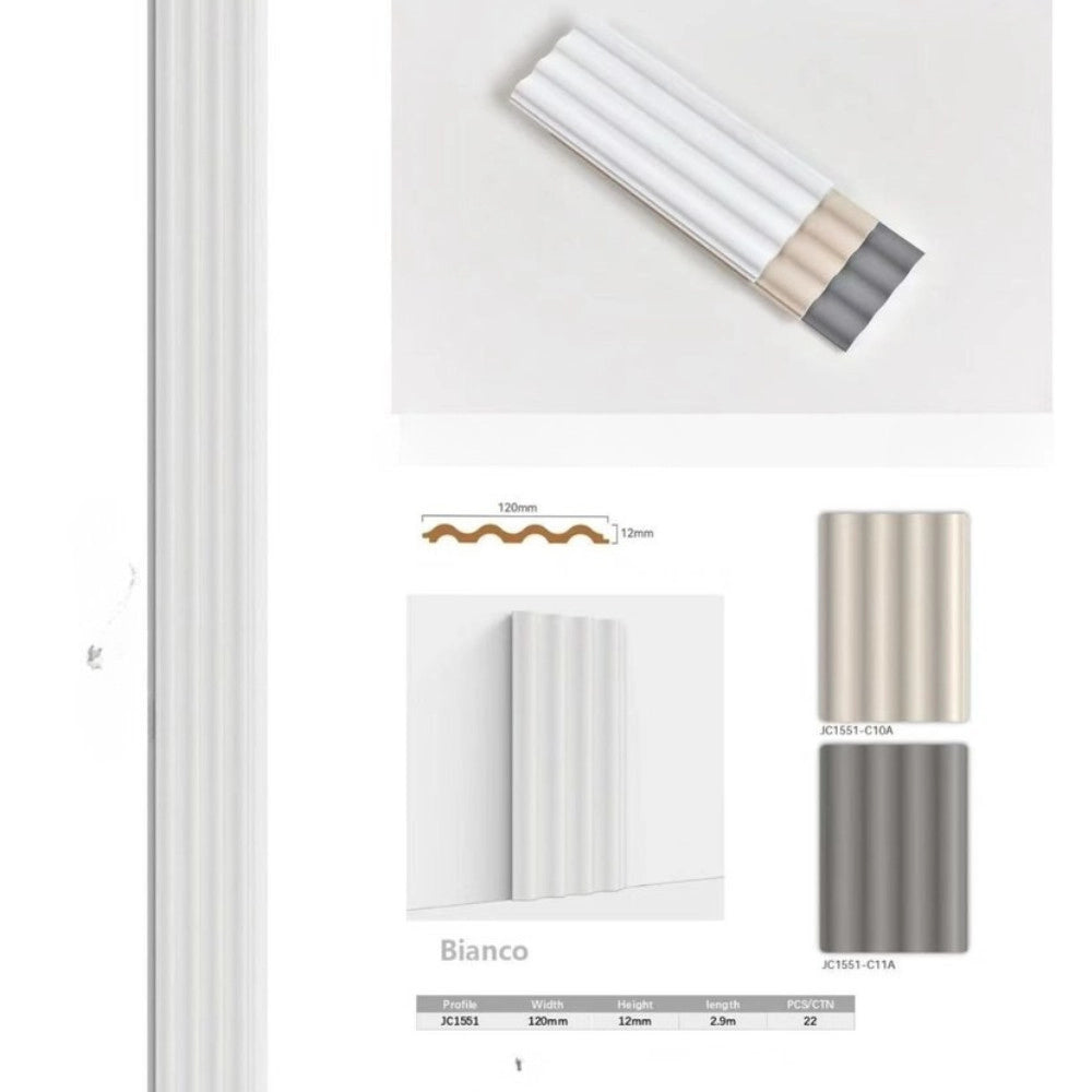Trade Shop - Pannello Decorativo 3d Da Parete Bianco 120x290 Cm Effetto Ondulato In Ps -