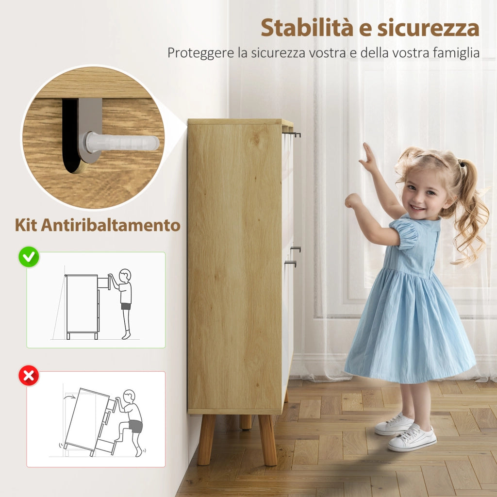 Scarpiera Moderna con 4 Cassetti ¨C Zephmum ¨C 105x24x92.5 cm, Bianco