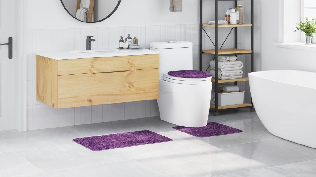 Set di 3 tappetini da bagno viola in polipropilene antiscivolo