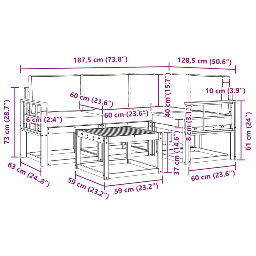 Set di divani da esterno 5 pz Bianco e Antracite 3387606
