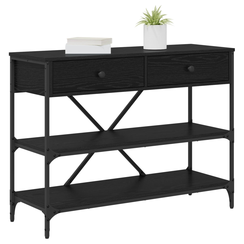 Tavolo Console Rovere Nero 100x34.5x75 cm Legno Ingegnerizzato
