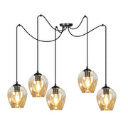 Lampadario ragno Emibig LEVEL 5xE27 nero miele vetro
