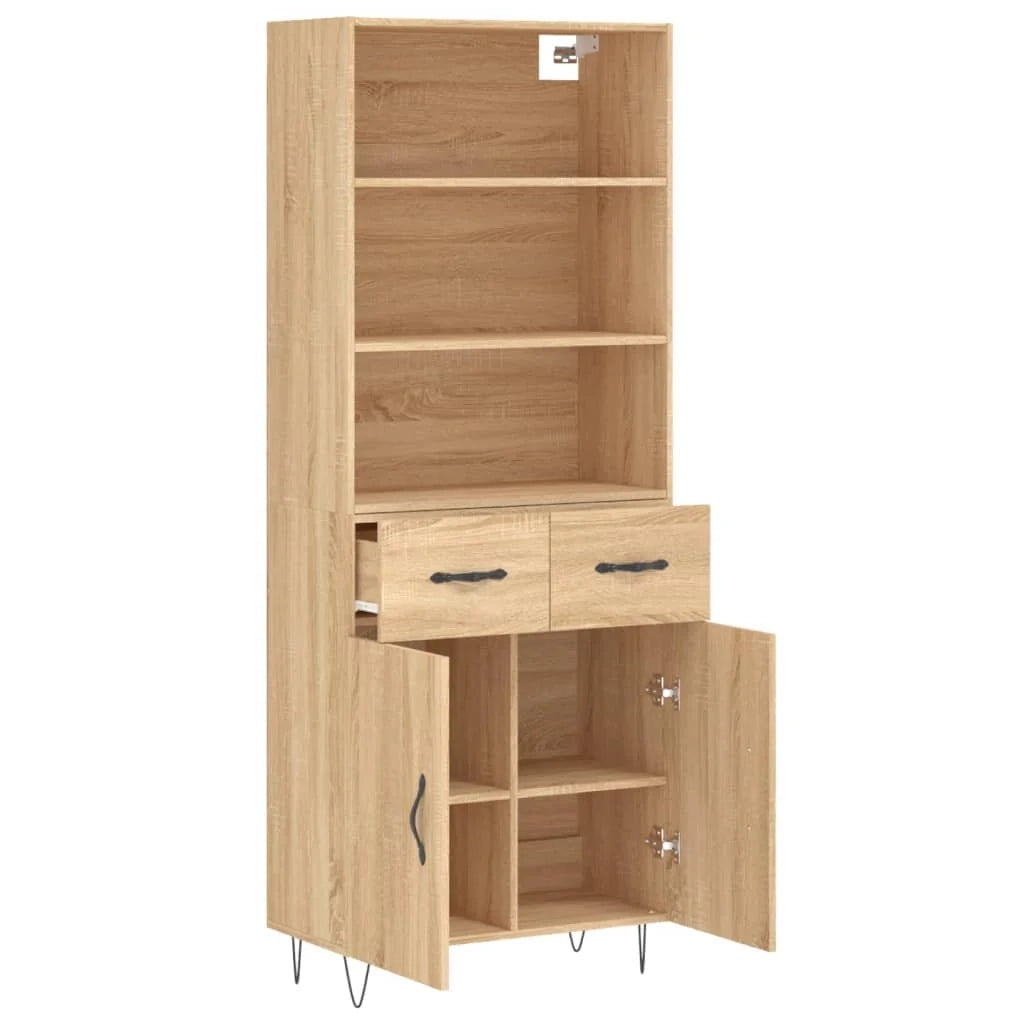 Buffet credenza cassettiera armadio mobile contenitore organizer cucina soggiorno salotto rovere Sonoma alto 69,5 x 34 x 180 cm legno ingegnerizzato marrone 02_0034176