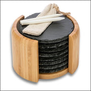 Set di piastrelle di marmo per bicchieri - 8 piastrelle rotonde in vetro con supporto - piatto di marmo nero da 10 cm per decorazione, raclette, candele, bevande