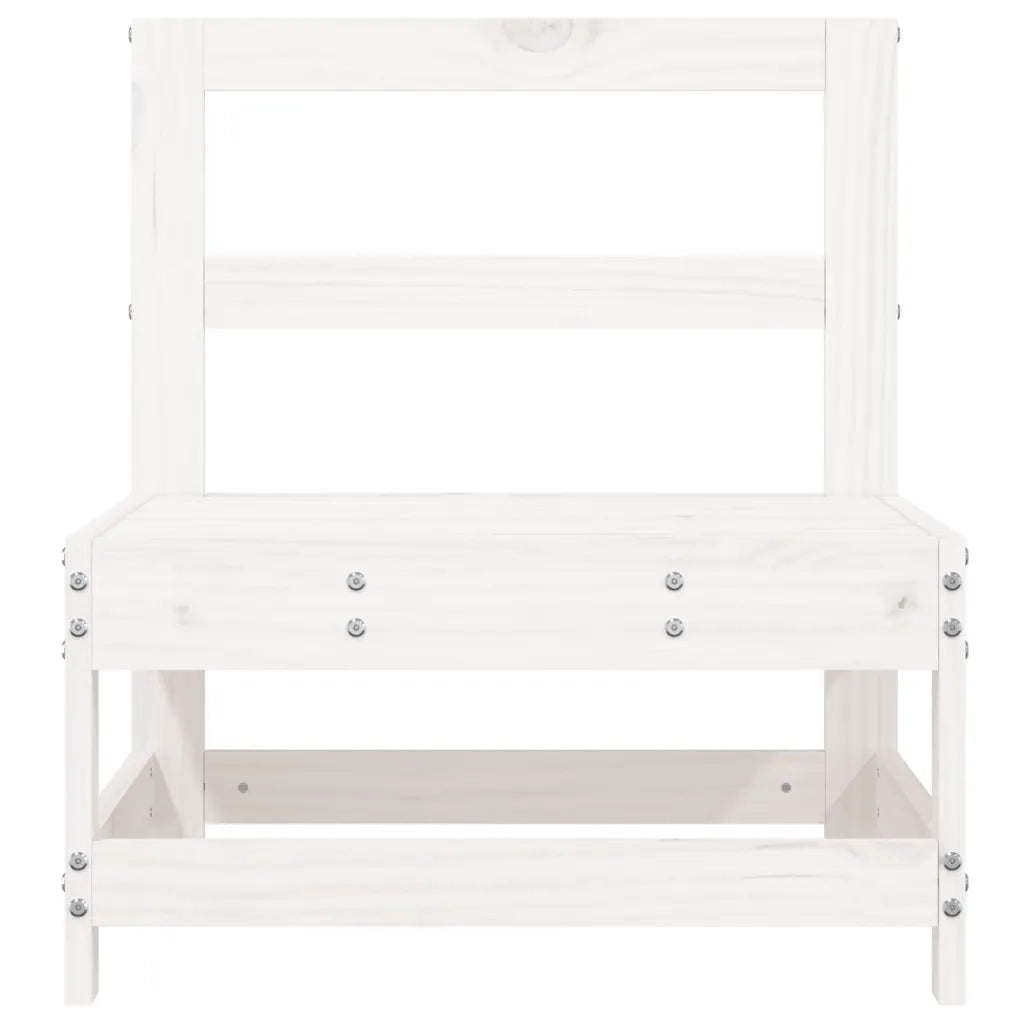 Divano Centrale da Giardino-Sofa Modulare-Divanetto da esterno Bianco in Legno Massello di Pino 746241