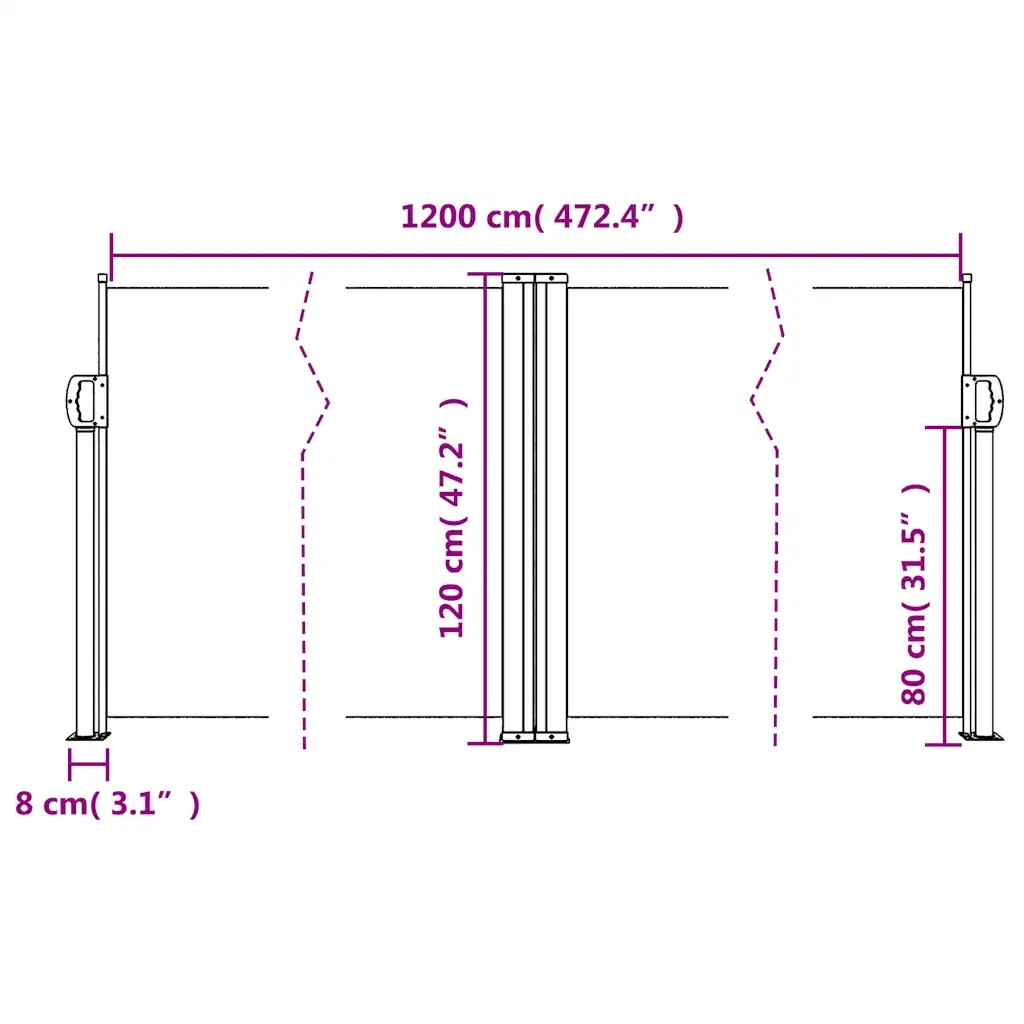 Tenda da Sole Laterale Retrattile Beige 120x1200 cm