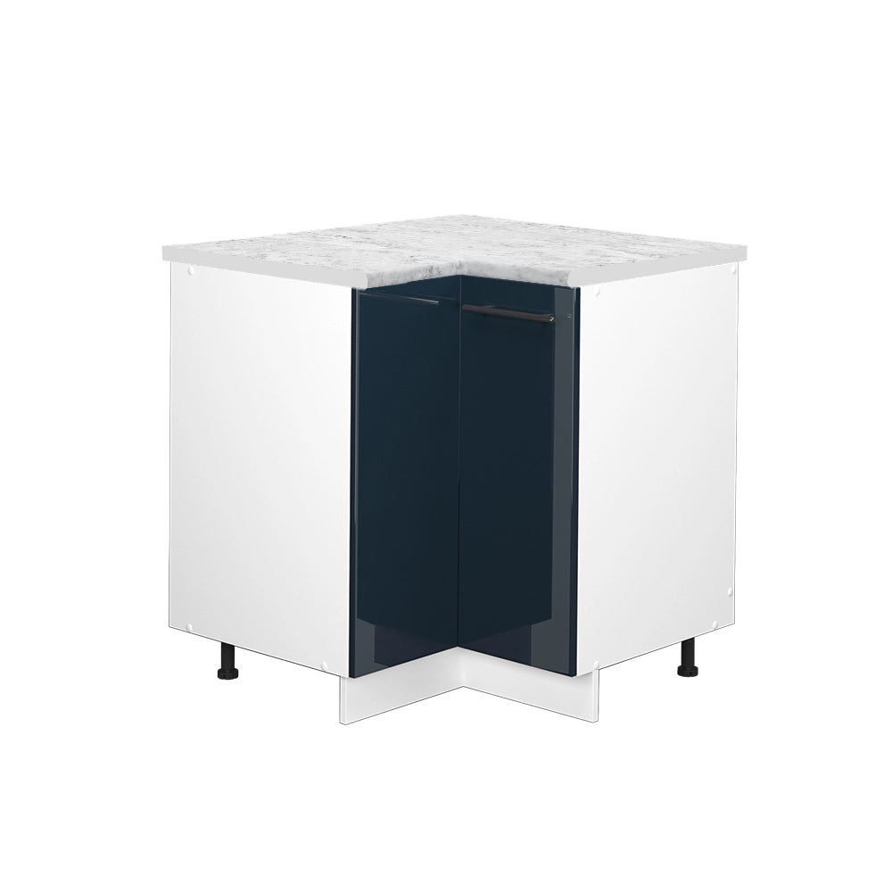 Mobile ad angolo cucina Fame-Line Blu scuro lucido/Bianco 80.5 cm, PL Marmo Vicco