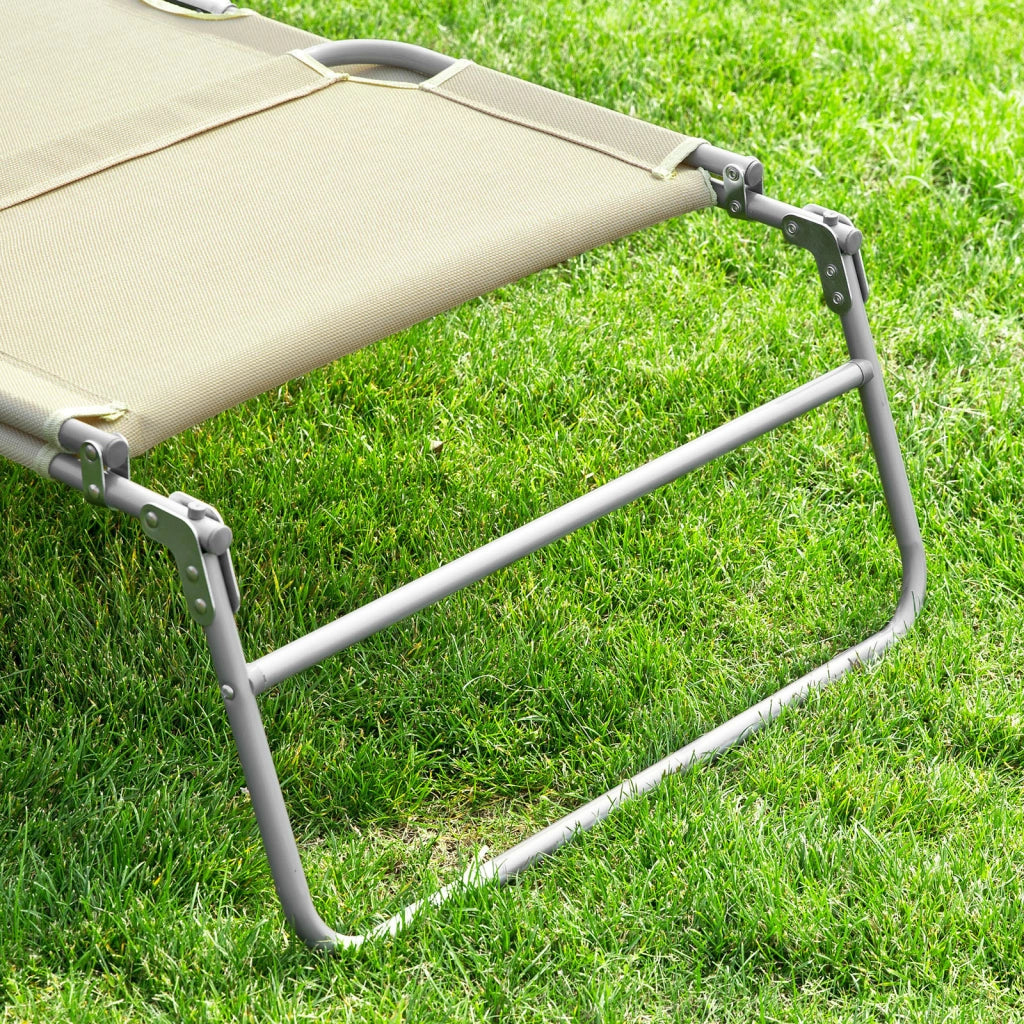 SoBuy Sdraio da Giardino Reclinabile Lettino Prendisole con Cuscino e Tasca Laterale Sedia Sdraio da Esterno per Patio Campeggio Spiaggia Sdraio Pieghevole da Giardino Beige 155x56x81cm OGS35-MI