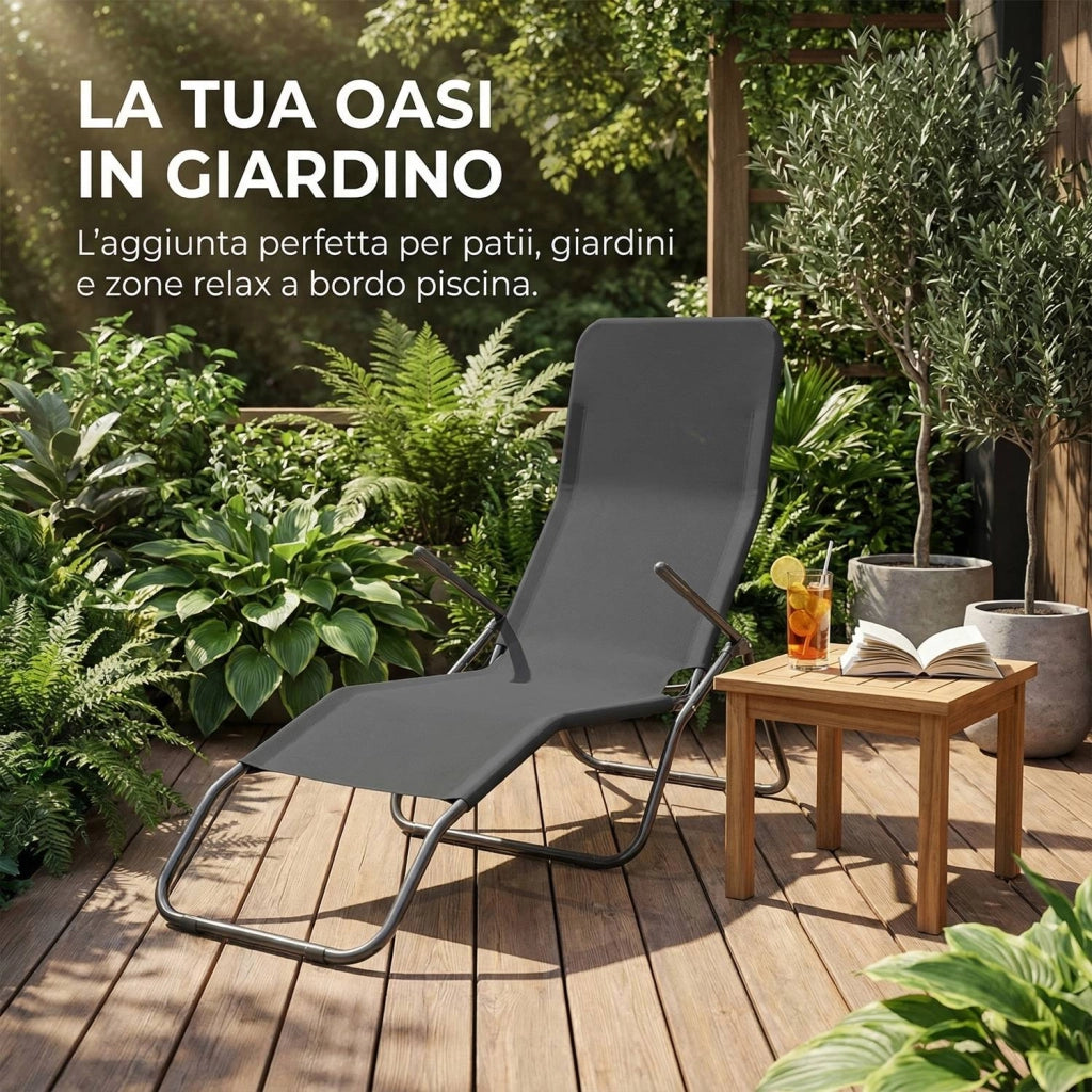 Marvin Lettino Basculante da Giardino Swing Sdraio Oscillante in Acciaio Telo Textilene Traspirante Relax Ergonomico per